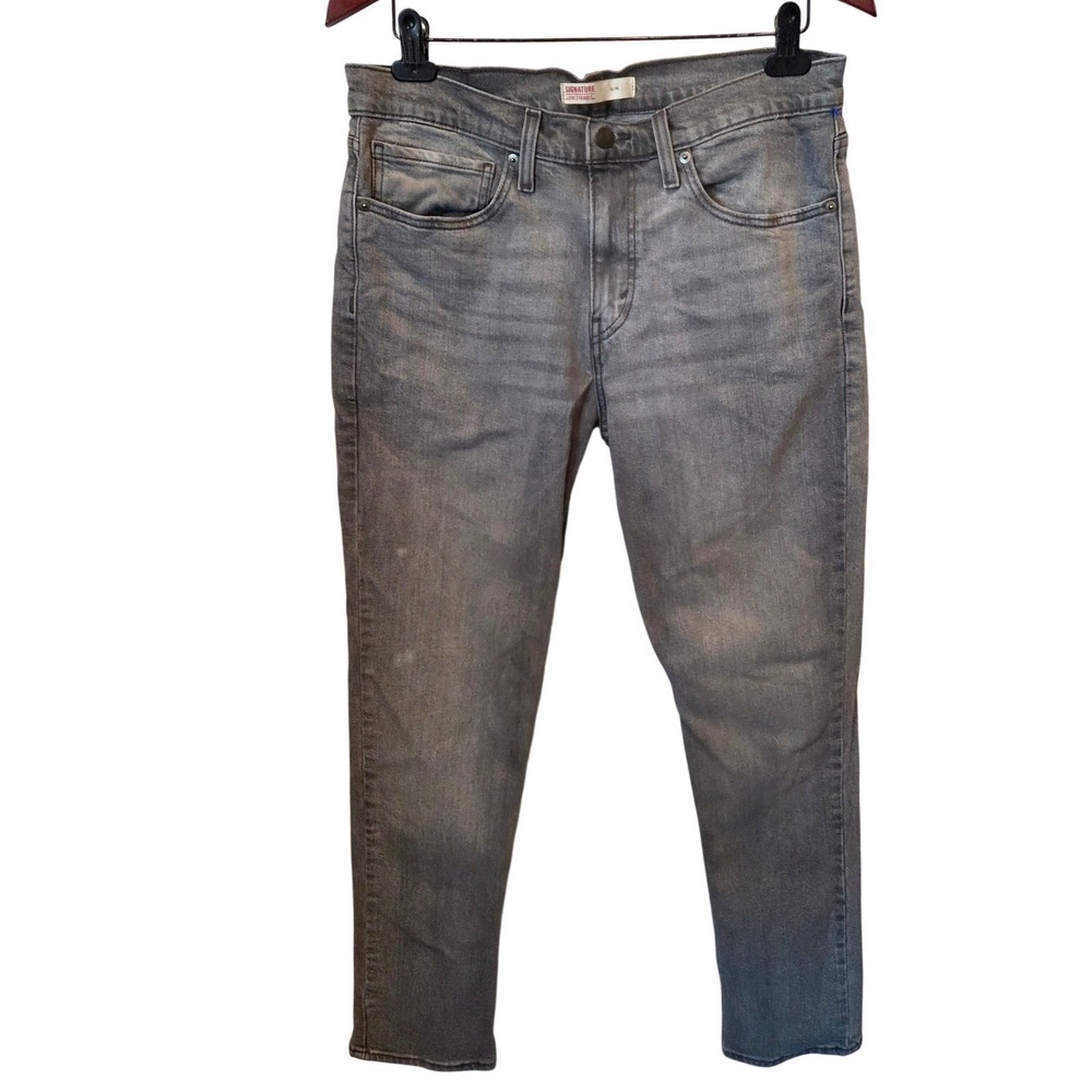 Signature by Levi Strauss Slim Fit Jeans Gray‎ Faded Stretch Denim 34x30 Grunge